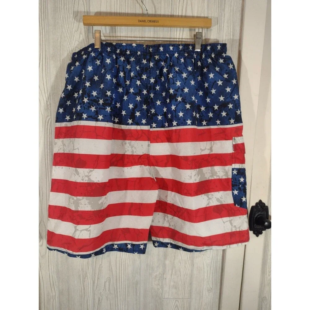 American Flag Swim Trunks North 15 Black Label Mens Shorts  XL NEW/Tag